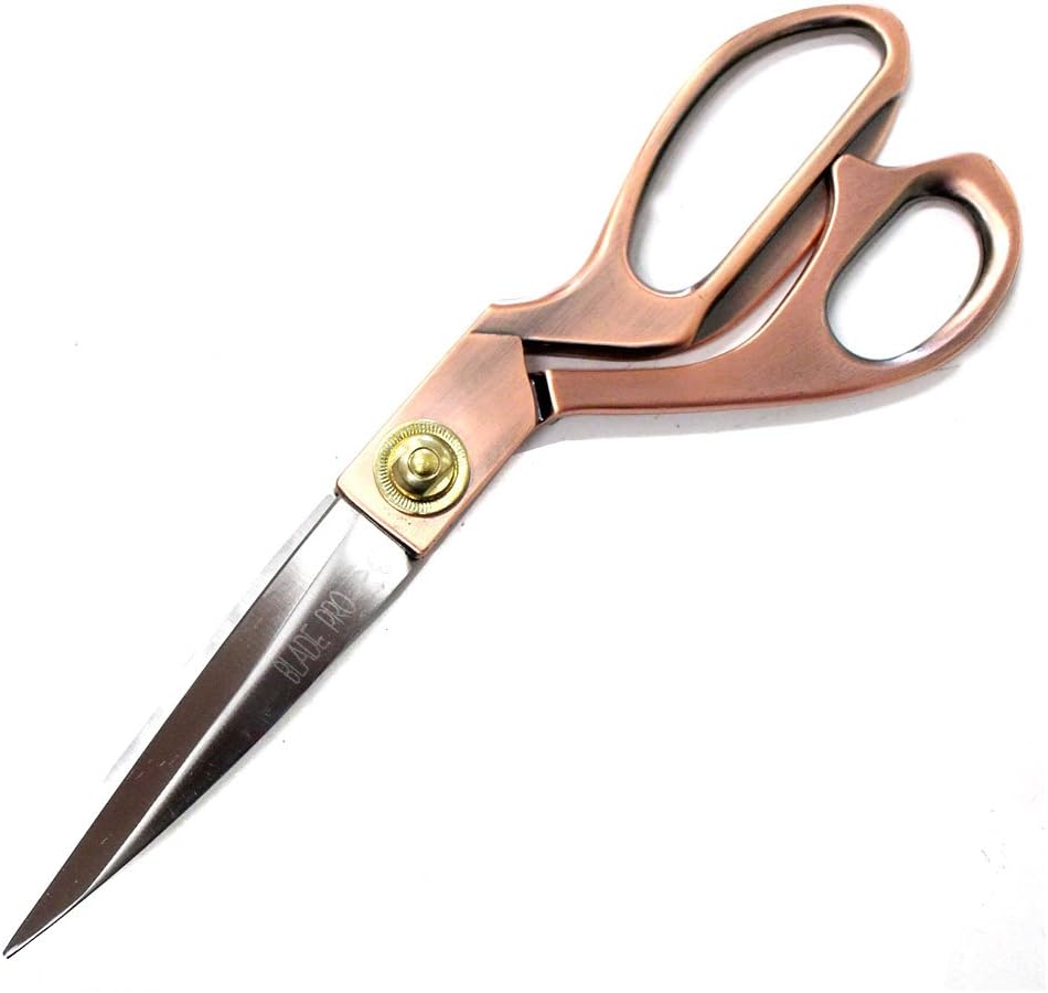 9.5" Professional Tailor Scissors and Sharpening Stone Set | Extra Sharp Stainless Steel Blades | Copper-Colored Handles | Ideal for Craftsmen and Artisans