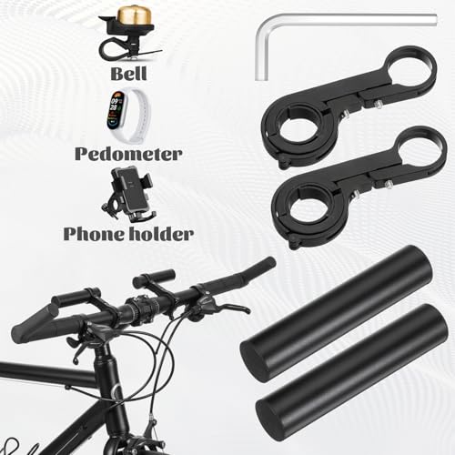 2 Set Bike Handlebar Extender, Aluminum Bicycle Handlebar Extender Bicycle Handlebar Extension Bracket for Bike Mounts
