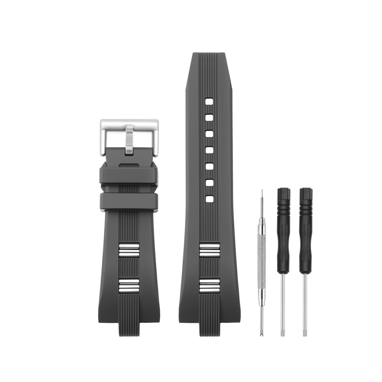 Bracelet de rechange en silicone souple compatible avec montre Diagono de 21 mm x 8 mm, pour homme et femme, noir