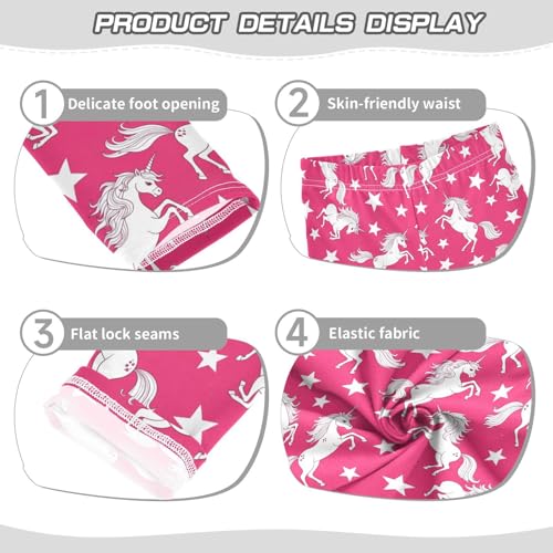 Girls Leggings Size 4T Unicorns Rose Red Yoga Stretchy Pants Comfortable Girl Clothes for Dance Running3