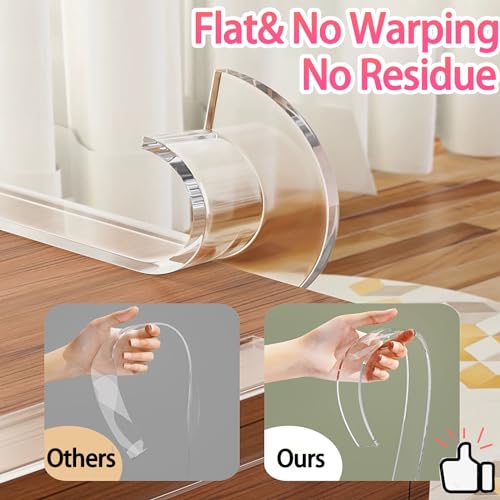 Image of ZOMPAGO Clear Acrylic Edge Protector Tape, 2mm Thick x 2.6in x 13FT, Self Adhesive Transparent Bumper Strip for Table Edge, Crib Edge, Sharp Furniture Edge Protection, Baby Proofing