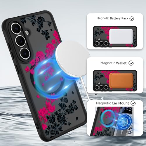 OOK Phone Case Fit for Samsung Galaxy S25 FE 6.7 Inch, Hot Pink Flowers by OOK - Used condition - Image 2
