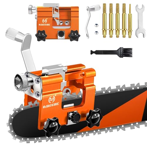 Image of Chainsaw Sharpening Device, Portable Chainsaws with Spikes and Brushes as well as Tool with Hand Operated Saws and Saws, Golden Chainsaw for Gardeners