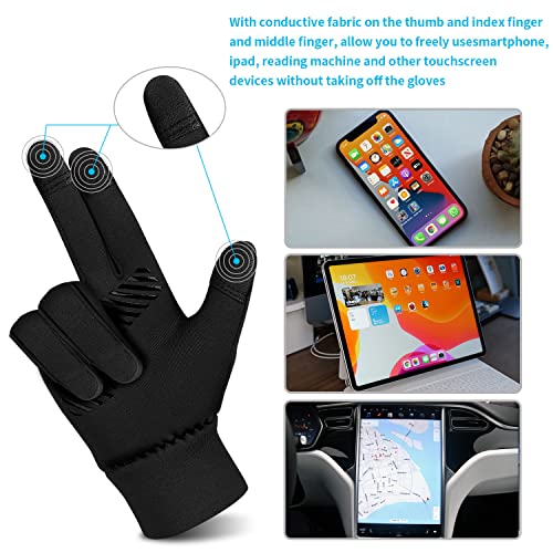 Image of Kids Gloves Winter Boys Girls Gloves Warm Touchscreen Water Repellent Anti-Slip with Reflective Stripe for Children Teen 2-18 Years