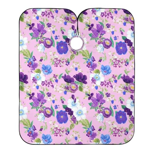 BOESI Doodle Colorful Flowers Barber Shawl, Waterproof Haircut Shawl, Haircut Salon Apron, Shaving Bib, 55 x 65 inches