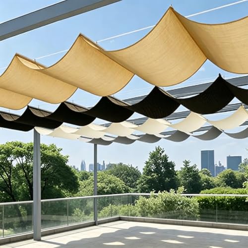 Voile d'ombrage rétractable gris imperméable pour jardin | Store ondulé réglable - 3