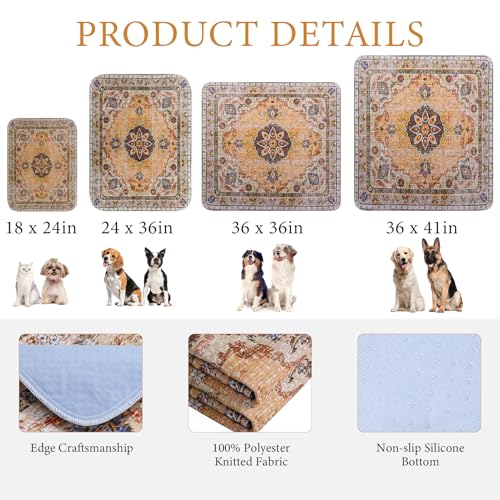Image of Homimp Washable Pee Pads for Dogs, 2 Pack Reusable Puppy Pads Waterproof, Absorbent and Leakproof Dog Pee Pads, Non Slip Puppy Training Pads, Pet Mat for Floor,Crate,Couch,Whelping,Khaki, 36 inchx41 inch