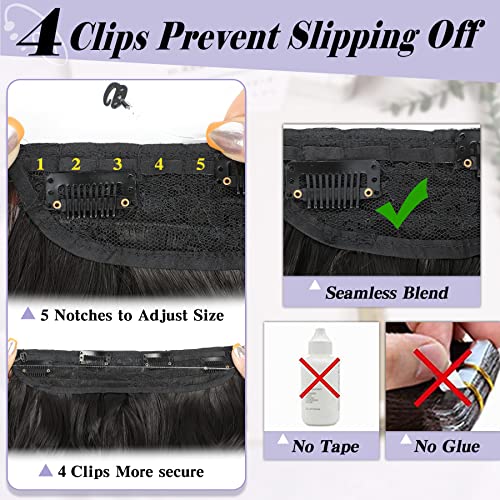 Long Invisible Wire Hair Extensions With Transparent Wire Adjustable Size 4 Secure Clips Secert Synthetic Hairpieces 16 Inch Blonde With Brown Roots Long Wavy Curly Hair Extensions For Women #TOP3