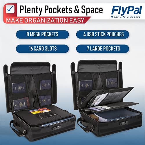 Flypal Fireproof Document Box With Lock, U.s Patented Fully Enclosed Flap Design, Fireproof Document Organizer Bag With Dividers For Laptop, Files, Money, Valuables, 17.5 X 13 X 5” #TOP1