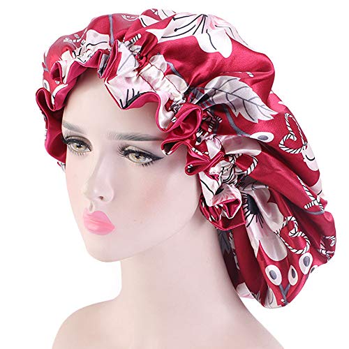 Nanxson Satin Bonnet Sleep Cap Elastic Night Sleeping Hat Head Cover for Women SC0002 (red-02)