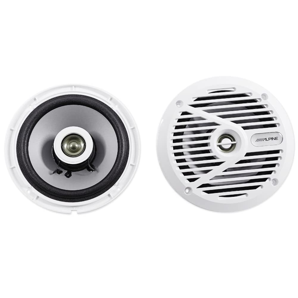 NSC 2 altoparlanti ALPINE SPS-M601W diffusori coassiali 2 vie marini bianchi 16,5 cm 165 mm 6,5 inch impermeabili water proof 35 watt rms 110 watt max 4 ohm piscina barca mare, a coppia