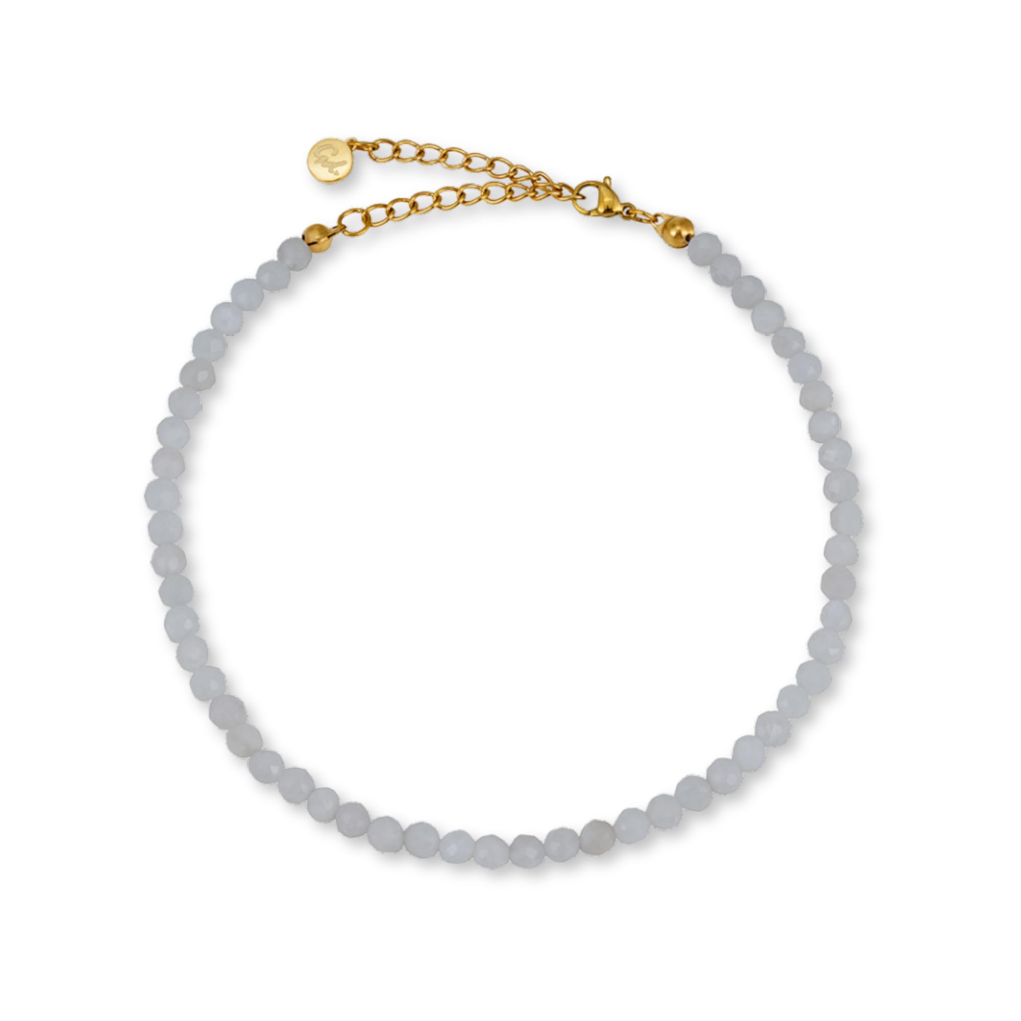 GD GOOD.designs Fussketten für Frauen mit echten Perlen 4mm - Wasserfest - Naturstein Fußkettchen bunt mit verstellbaren Verschluss in 18K Gold