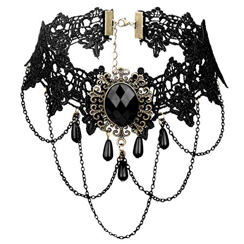 Vordas Welecoco Collar de la Decoración del Cordón,Ladies Gothic Choker Necklace Black Necklace Choker