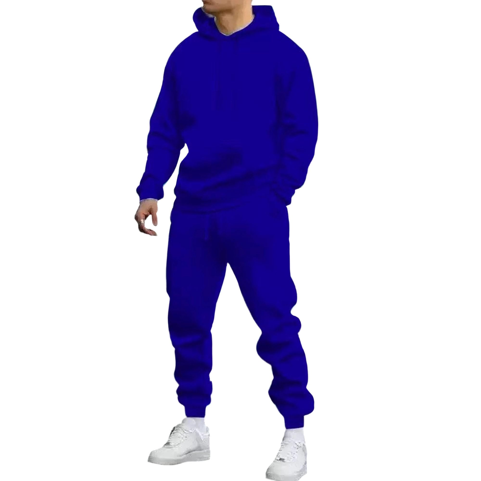 Completo felpa con cappuccio e pantaloni della tuta da uomo, tuta da uomo in pile con cappuccio, 2 pezzi, caldo completo sportivo felpa e pantaloni della