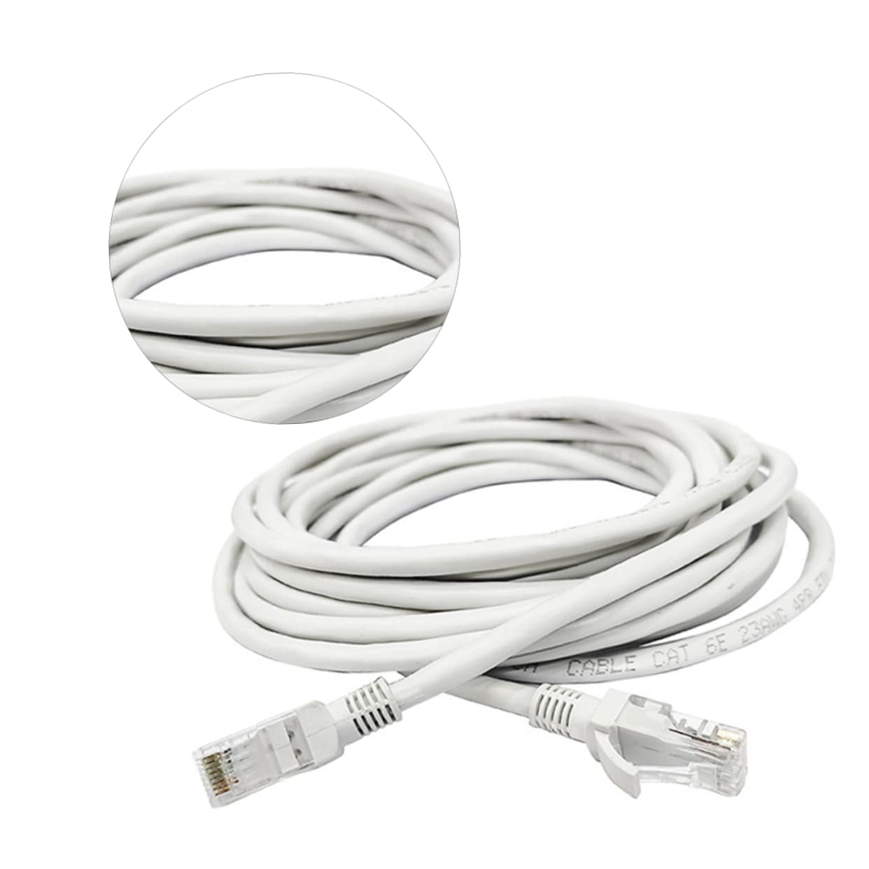 Câble Ethernet Cat6 50m en Plastique et Cuivre, Blanc