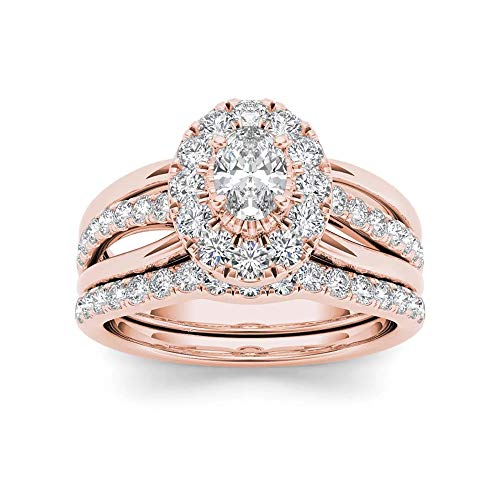 Oval Shaped Moissanite Wedding Set for Women 10K 14K 18K Solid Gold Halo Bridal Sets Wedding Rings for for Anniversary Valentine’s Day2