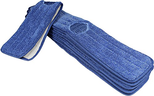 Image of CleanAide Twist Yarn Microfiber Mop Pads with Built-in Scrubber for Spot Cleaning, Reusable Flat Mop Heads for Wet or Dry Use, Safe on Most Floors, Machine Washable, 24 Inch, 6-Pack, Blue