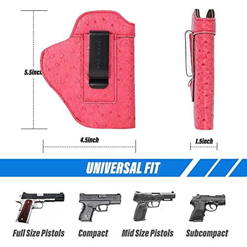 Leather Gun Holster - Crocodile Embossed Conceal Handgun Wrap For Men Or Women - Sturdy Waistband Clip And Double Stitching Tactical Holder | Carry Glock, Smith Wesson, Taurus For Left Or Right Handed #TOP1