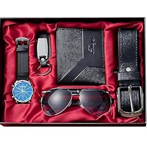 6-Piece Men’S Accessory Fashion Set (Belt, Wallet, Watch, Glasses, Keychain, Ballpoint Pen) Men’S Gift Set