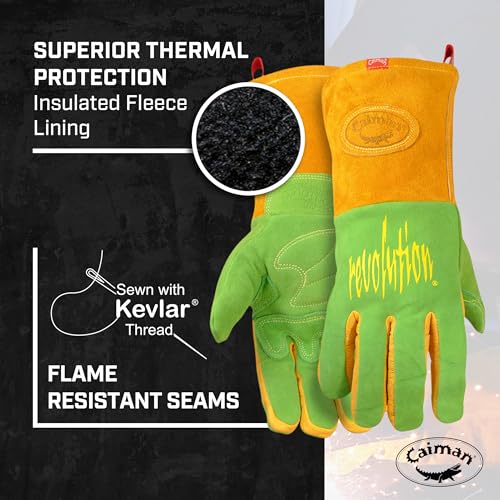 Caiman Wasabi Green Split Deerskin Gloves