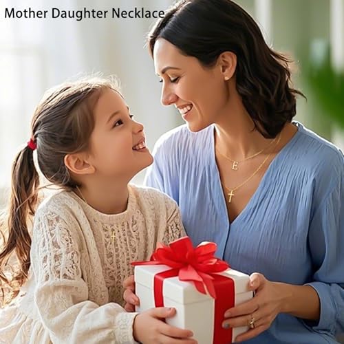 Layered Initial and Cross Necklaces for Women Dainty Christian Jewelry Personalized Name Necklace Christian Gift for Her Elegant 18k Gold Plated Initial Necklace for Women4