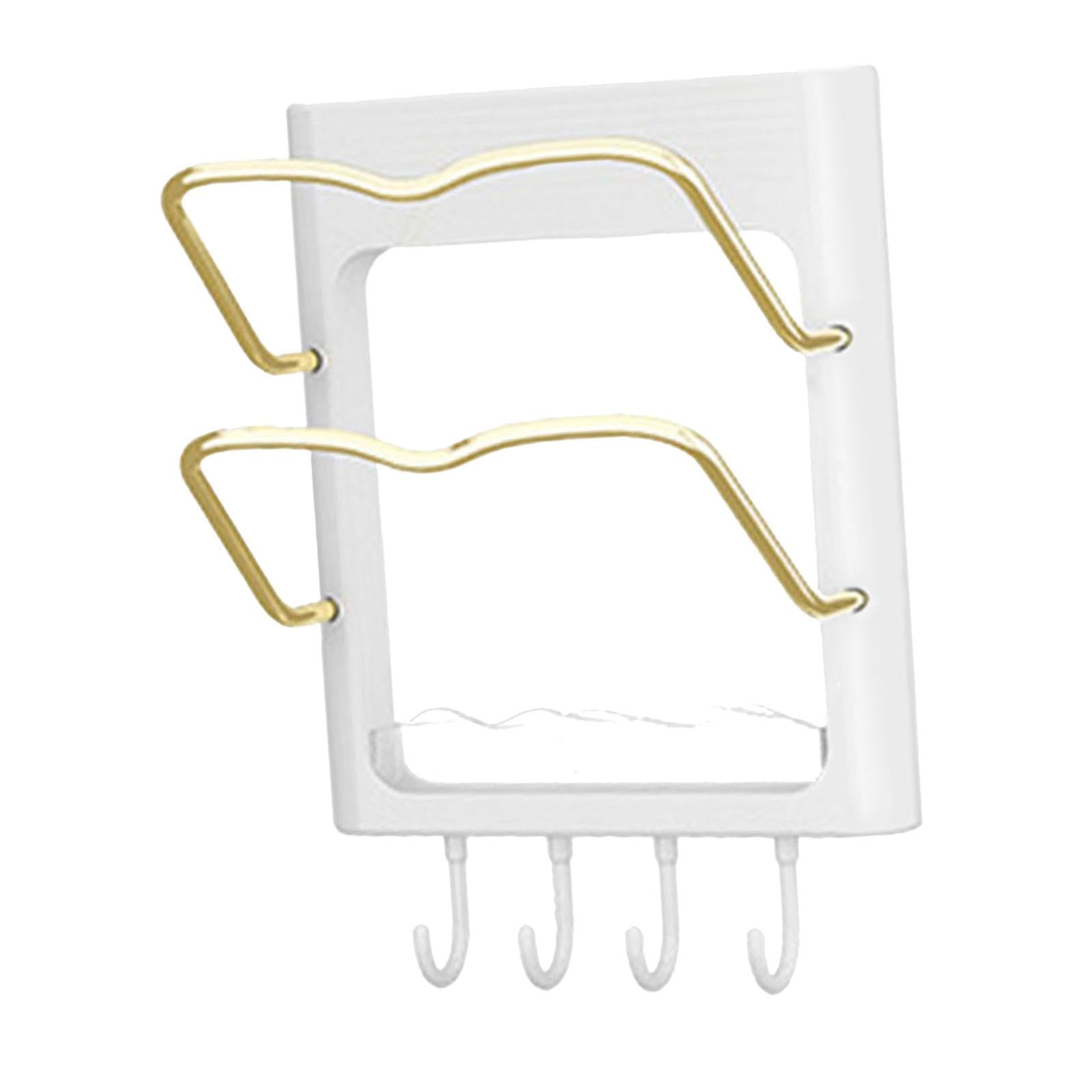 Pot Lid Holder Chopping Board Rack Multiuse Pot Cover Stand Sturdy with Drain Tray Pot Lid Storage Rack for Kitchen Home Door, Gold