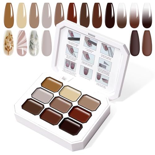 Gradient Painting Gel, 9 Colors Ombre Gel Nail Polish for Cream B...