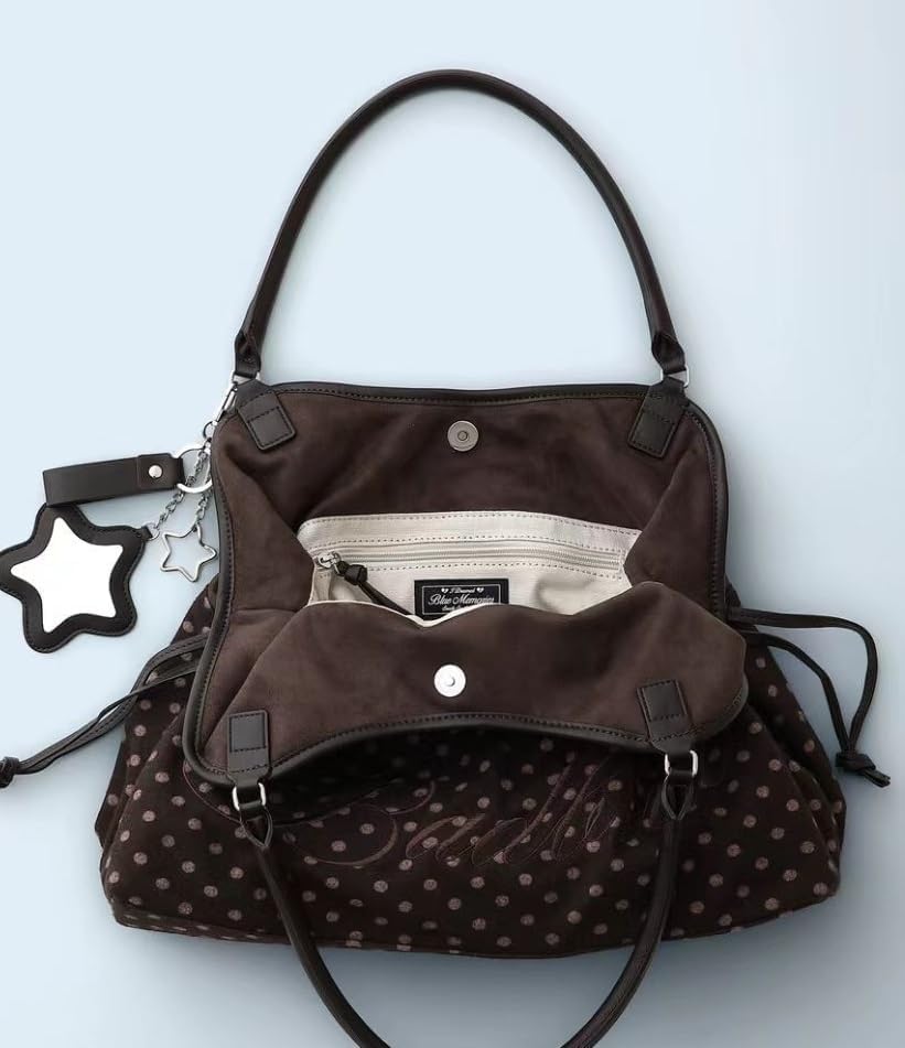 Polka Dot Tote Bag Y2k Hobo Shoulder Bags for Women Drawstring Design Tote Handbag for Travel Work - Image 4