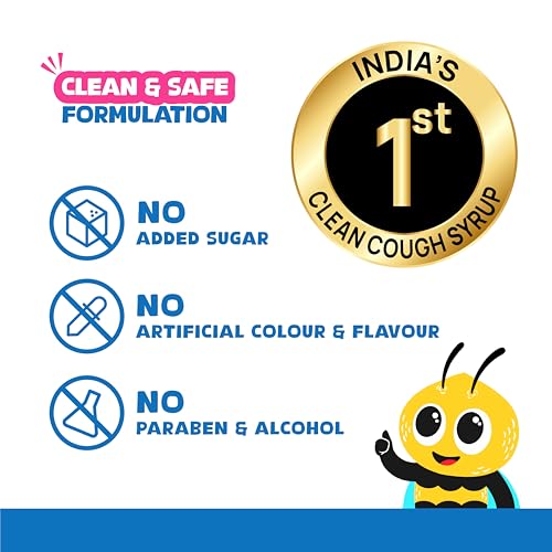 Image of Kids Night-Time Cough Calming Syrup | Honey, Tulsi, Ginger & Peppermint | Soothes Dry & Wet Cough | Drug-Free | Natural Blueberry Flavor | 100ml (Ages 2+)