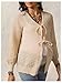 MakeMeChic Women's Maternity Fall Clothes Crochet Cardigan Sweaters Long Sleeve Tie V Neck Boho Pregnancy Tops Khaki XX-Large