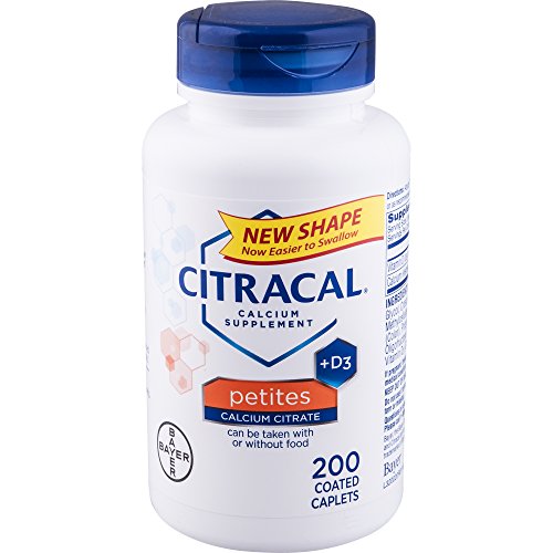 Citracal Petites, Highly Soluble, Easily Digested, 400 mg Calcium Citrate with 500 IU Vitamin D3, Bone Health Supplement for Adults, Relatively Small Easy-to-Swallow Caplets, 200 Count