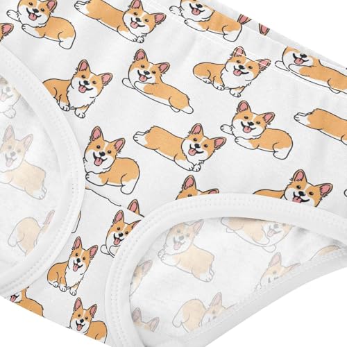 Wusikd Cute Corgi Dog Girls' Underwear Cotton Cartoon Girls Briefs Soft Toddler Underwear 5T4