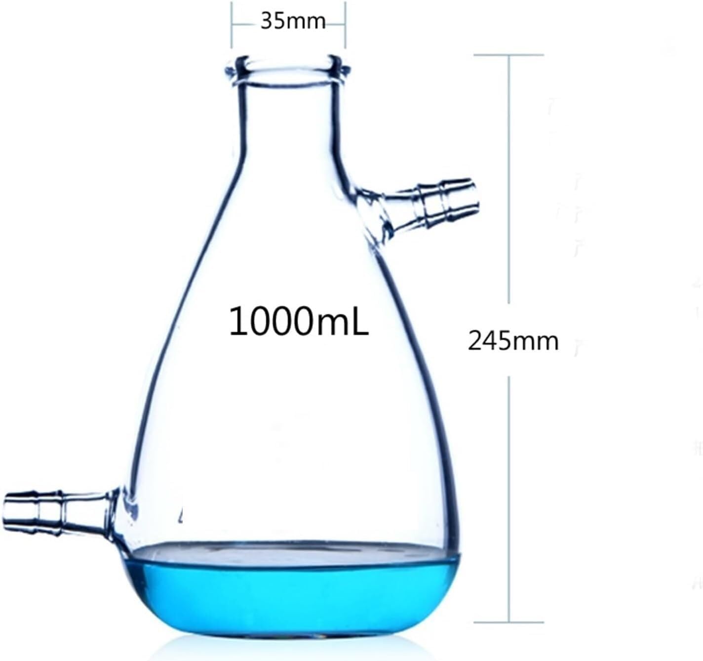 Botellas de vidrio científico, Matraz Erlenmeyer de vidrio, matraz aforado 125 ml a 2000, filtración con dos tubos, succión laboratorio, material(125mL)