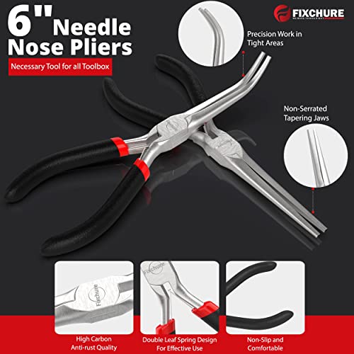 Fixchure Needle Nose Pliers 2 Pcs 6 Inch - Heavy Duty Carbon Steel thumb #1