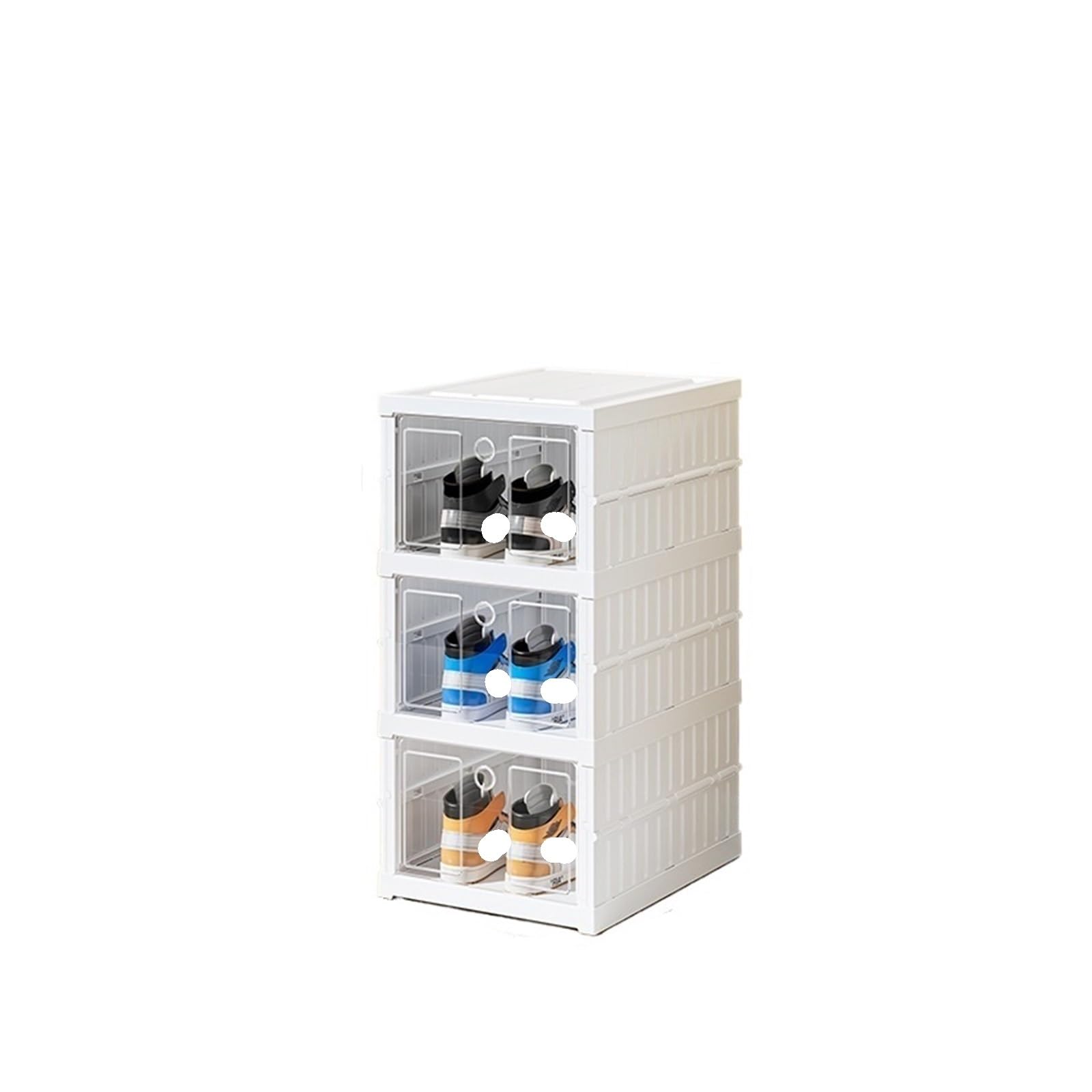 Meuble à chaussures empilable pliable et anti-poussière en plastique transparent pour baskets