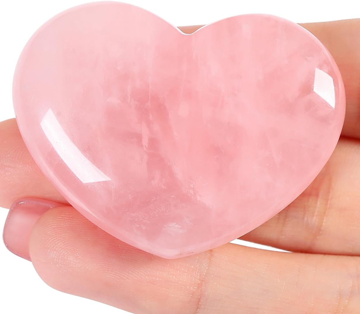 MAIBAOTA 45 mm Rose Quartz Crystals Mothers Day Birthday Gifts for Mom Women Large Heart Stone Healing Natural Reiki Gemstone Polished Heart Shaped Rocks Meditation