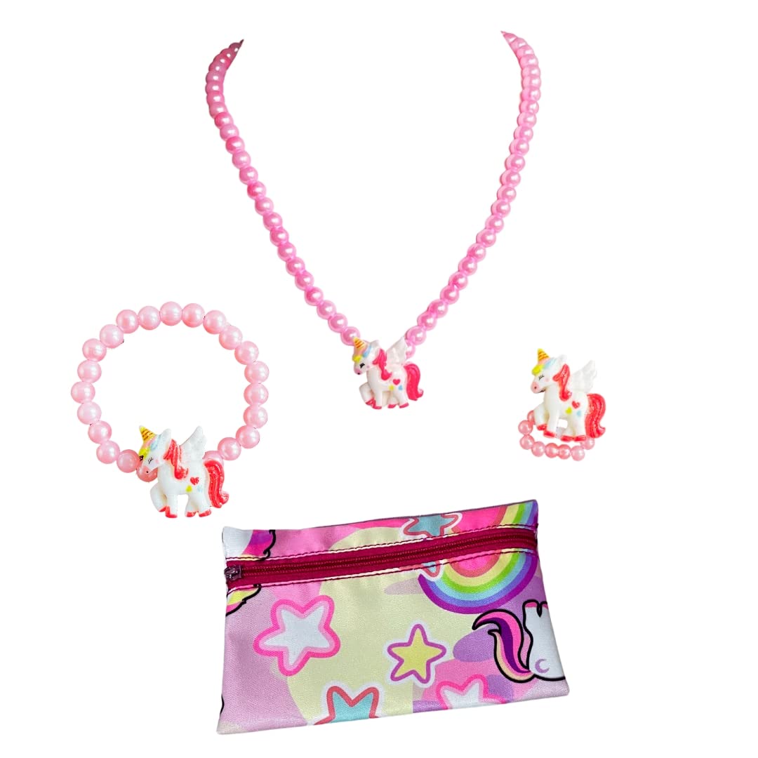 Tresneria® Cute Pink Beads Unicorn Necklace With Bracelet and Ring Jewellery Set for Girls with Pouch (Pack of 5) (B0BVRRVKDS) Amazon Price History, Amazon Price Tracker