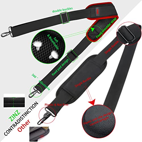 Image of ZINZ Shoulder Strap 78 inch Universal Bag Strap with Ultra-Thick Fixed Padded and Dual Balanced Adjustable Buckles for Briefcase, Travel Bag, Sports Bags, Laptop Bag, Crossbody Bag - Wine Edge