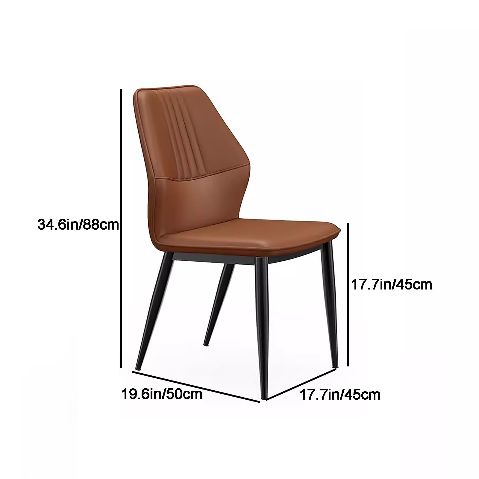 Gepolsterte Esszimmerstühle aus Katzenkratzleder mit Metallbeinen - Bequeme Küchenstühle für Esszimmer, Wohnzimmer und Büro, stilvoll a Braun.