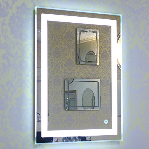 Drumm LED Espejo de Baño,60 x 80 cm Espejo de baño con iluminación,Espejo con Interruptor táctil,Espejo de tocador montado en la Pared(6500k Blanco frío)