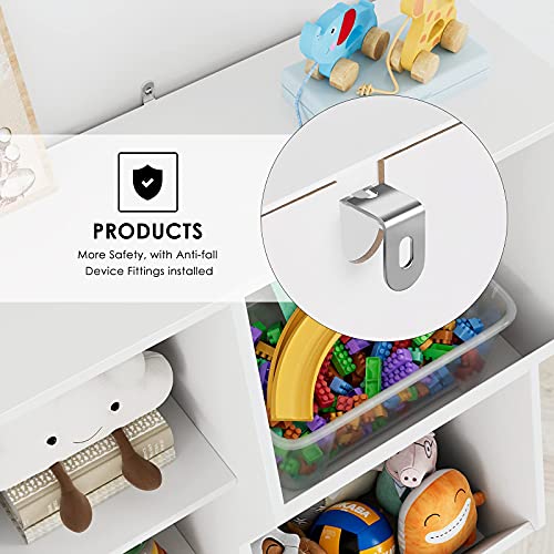 Urkno Modern Kids Bookcase, Toy Organizers And Storage, 5 Cubby Children Bookshelf, Large Toy Storage Cabinet For Playroom, Bedroom, Nursery, White #TOP5