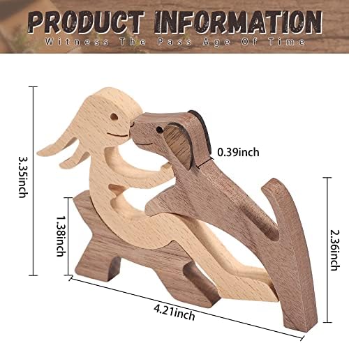 Pipihome Family Puppy Cat Wooden Carving Ornaments, Natural Solid Wood Cute Puppy, Kitty and People Crafts Statue Sculpture Ornament Home Decor, Pet Lover Creative Gifts (Relaxing Woman+Puppy)