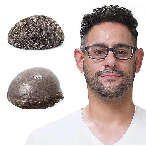 Lordhair Protesi Capelli Uomo, Pelle Super Sottile da 0,06 mm