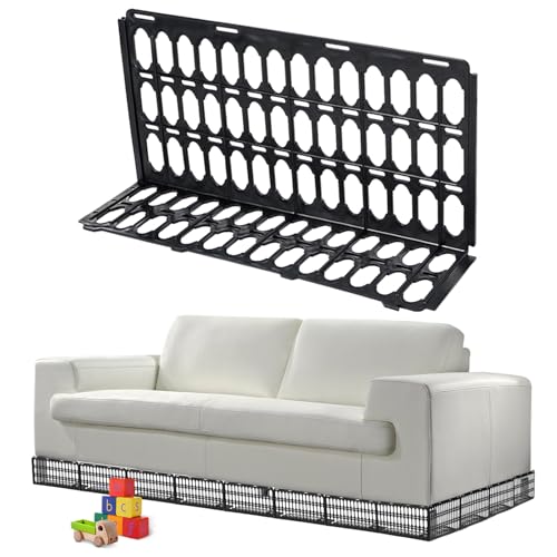 Okllen 12 Pack Under Couch Blockers for Pets, Black Plastic Under Bed Blockers to Prevent Toys, Balls & Dust Bunnies from Going Under Sofa, Bed, Furniture