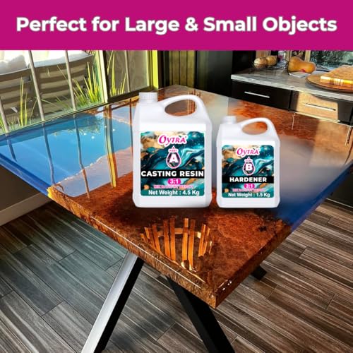 Image of Oytra 3:1 Casting Epoxy Resin & Hardener Crystal Clear Bubble Free Deep Pour Liquid for River Table Tabletop High Gloss Self Leveling Kit for Beginners (3.2 Kg)
