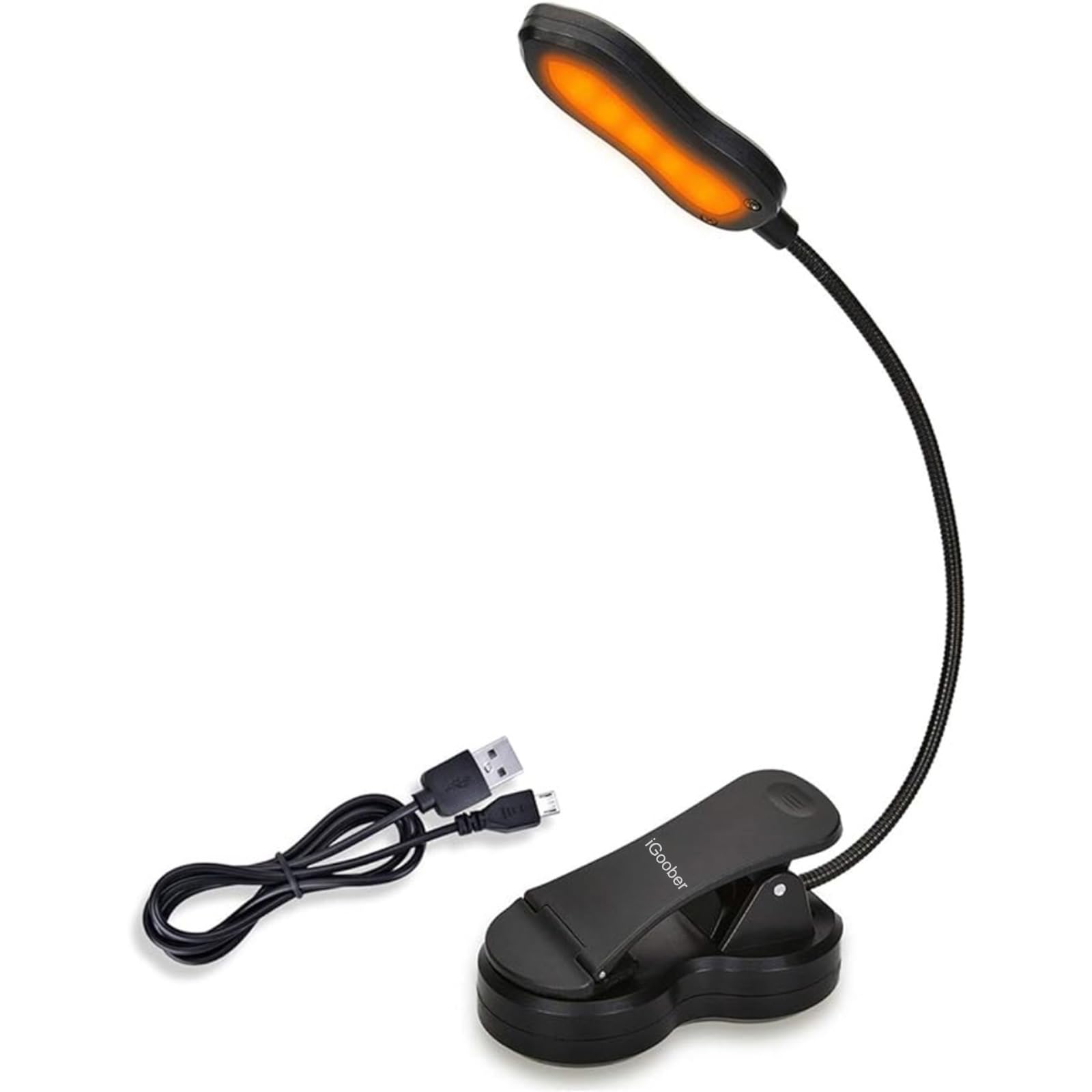 Amber Book Light, Rechargeable Blue Light Blocking Reading Light, Clip on Book Lamp, 3 Brightness Eye Care Sleep Aid Reading Lights for Study Bookworms Travel