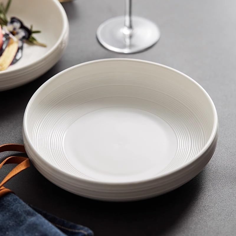 Talerze obiadowe 20 cm biała ceramiczna miska sałatkowa deser ciasto pieczenie kuchnia zastawa stołowa nadaje się do restauracji, kawiarni, hotelu, talerze sałatkowe (25 cm)