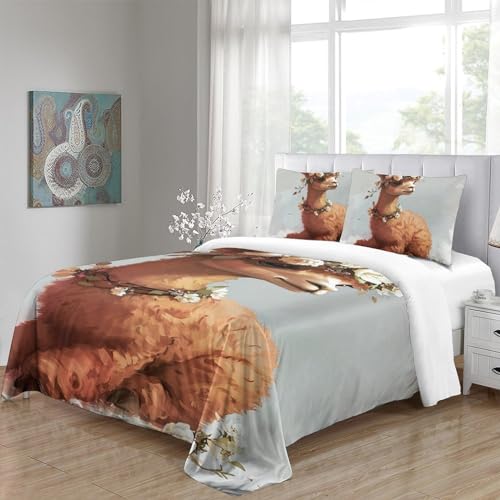 Parure de lit Alpaca 3D avec impression haute définition pour chambre double - 3