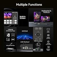 Mixer Plus Compact 4 HDMI-Video-Umschalter mit integriertem 4-Zoll-Bildschirm, tragbarer Live-Streaming-Umschalter für mehrere Kameras, Online-Unterricht, Event, YouTube, OBS, Zoom – Ansicht 9