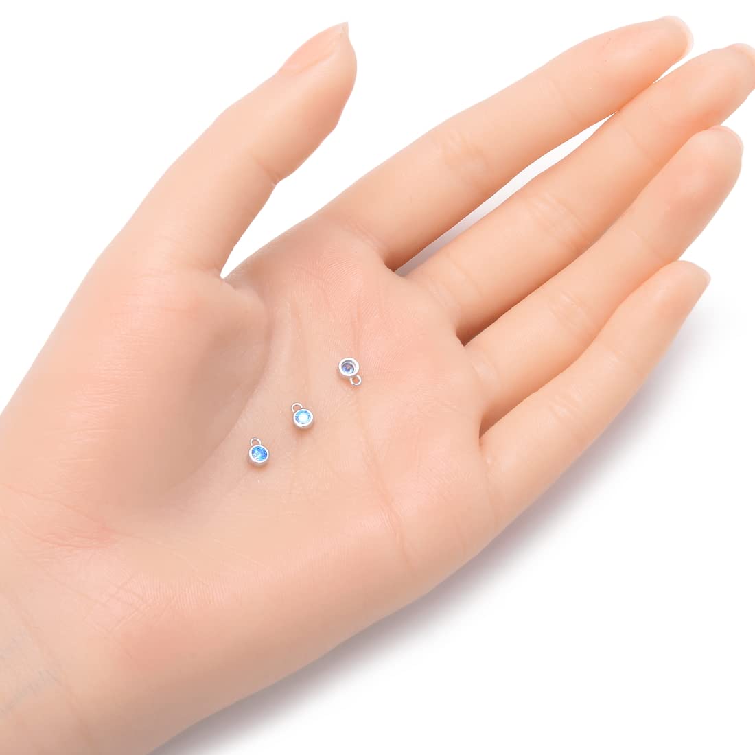 Adabele 2pcs Real 925 Sterling Silver December Birthstone Charm Drop Pendant 4mm Tiny Blue Topaz Cubic Zirconia Gemstone Tarnish Resistant For DIY Craft Jewelry Making SXP4-12